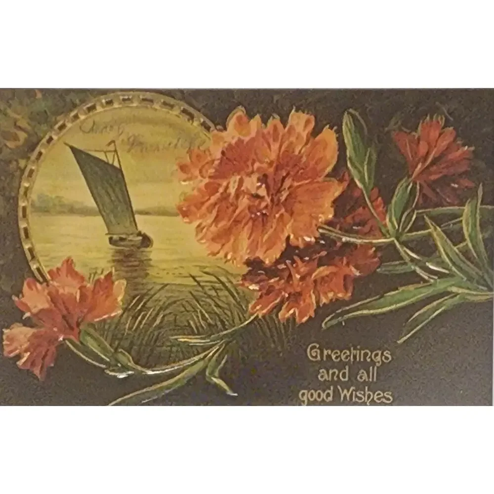 Lot Of Four Vintage Antique Embossed Postcards Flowers